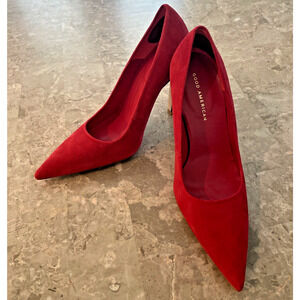 Good American Red Suede Stiletto‎ Heel Pumps Size 8 M